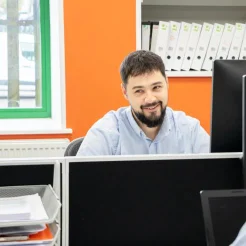 man at desk